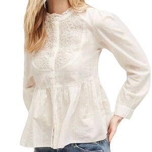Anthropologie Floreat Shimmer Button Down